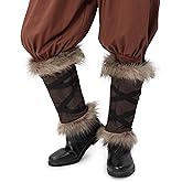 DAZCOS Medieval Fur Leg Wraps for Men Women Renaissance Fuzzy Boot Cover LARP Costume Accessories