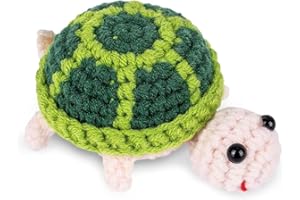 MEGANJDESIGNS Handmade Mini Positive Crochet Animal, Cute Crochet Animals Stuff Funny Knitted Wool Handwoven Ornaments, Emotional Support Crochet Unique Birthday Gift for Animal Lovers Friends Women (Turtle)