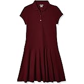 The Children's Place Girls Short Sleeve Pique Polo Dress, Drop Waist, Rubine Single, X-Large US