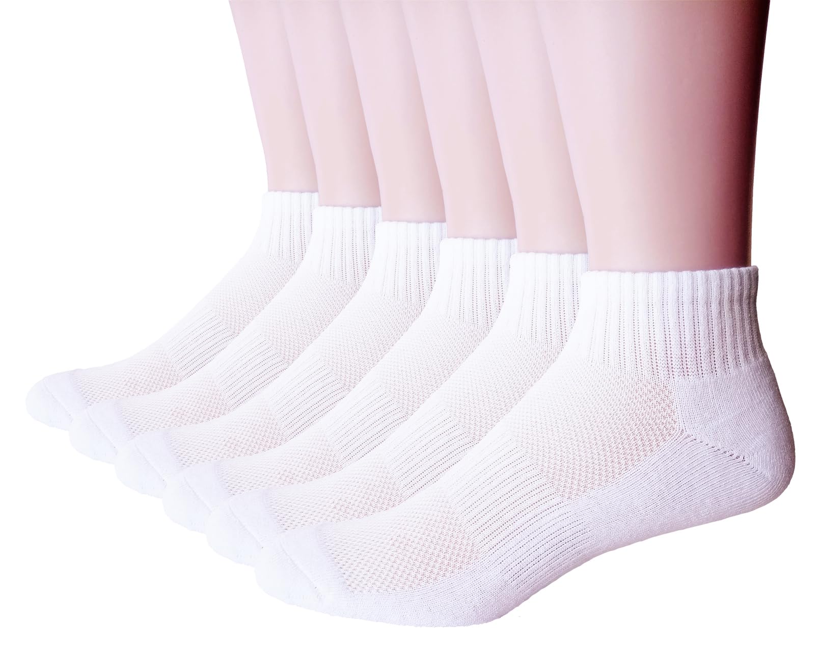 FORMEU Women's Athletic Low Cut Ankle Quarter Cushion Socks 6 Pack, UK Size 5-8, White 1- 6 Pairs: Uk Size 5-8