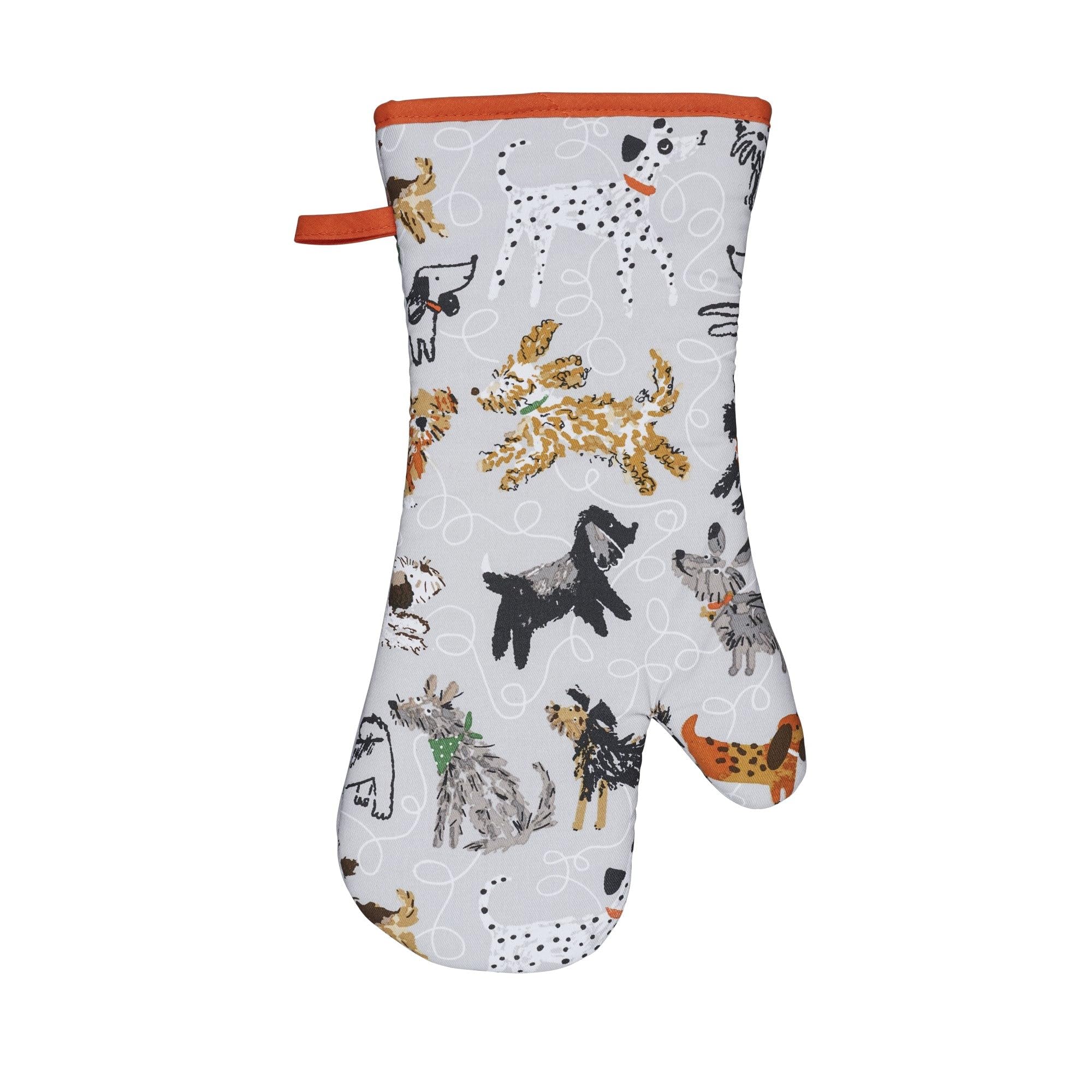 Ulster Weavers - Polka Dots & Dogs Gauntlet Oven Glove (37 x 20cm) - 100% Cotton - 1 Piece - Dog Oven Glove Heat Resistant - Washable - Dog Themed Oven Glove - Kitchen Accessories - Dog Lovers Gifts