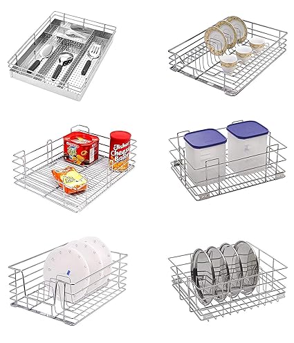 Jebel Set Of 6 Modular Kitchen Basket Stainless Steel Wire Kitchen