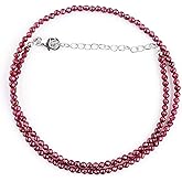 OdrillionGems Natural Rhodolite Garnet Gemstones Beads 925 Sterling Silver Necklace, Rhodium Plated, Choker Women Jewelry, Handmade, January Birthstone, Valentine Gifts, Size 18 Inches