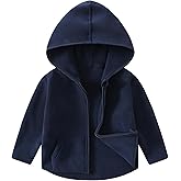 YJBQ Toddler Girl Fleece Jacket with Hood Warm Zip Up Coat for Fall Winter & Spring Lightweight Soft Outerwear Boy for 1-6 Years (2T, Navy Blue)