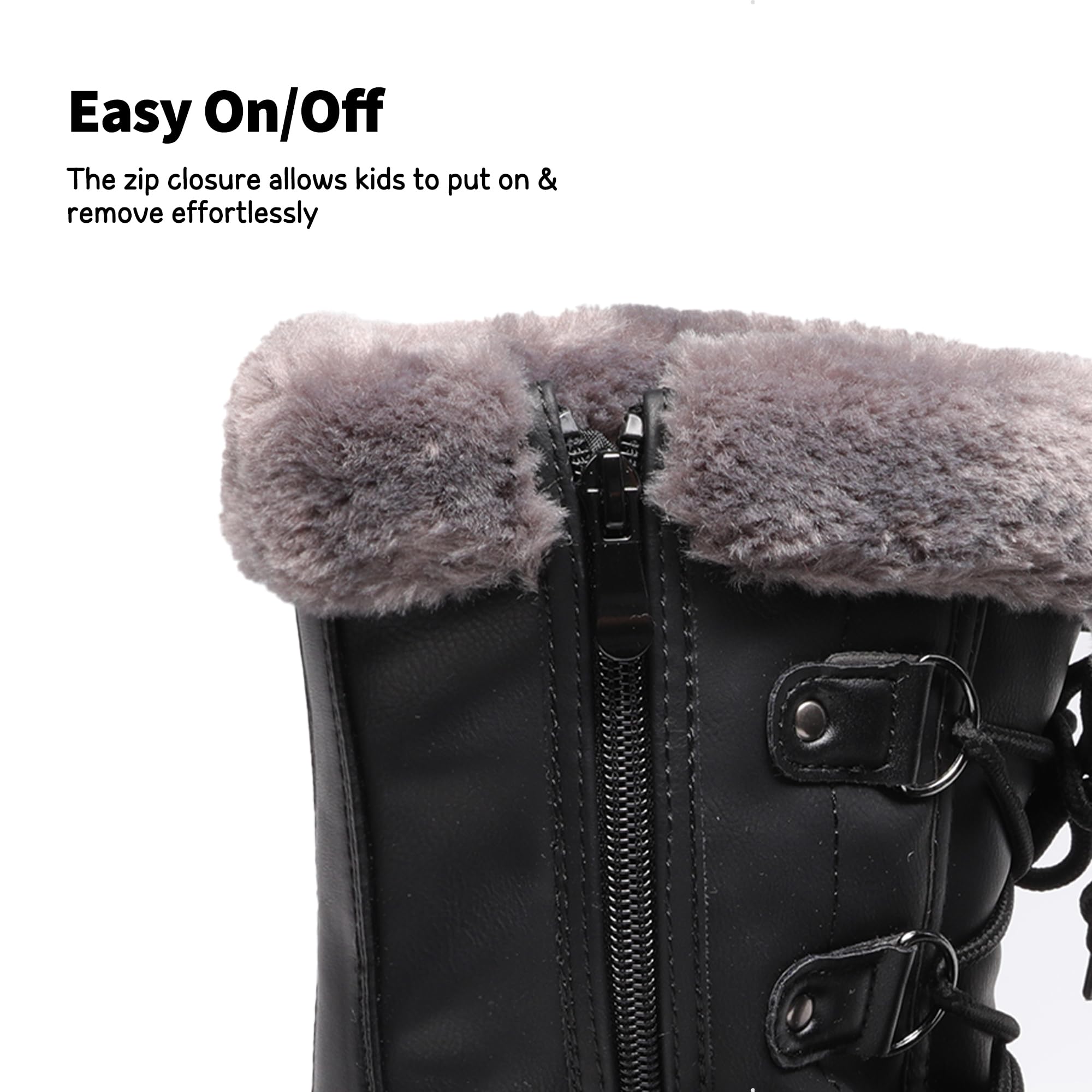 DREAM PAIRS Boys & Girls Faux Fur-Lined Winter Snow Boots for Little/Big Kids