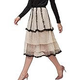 Tulle Skirts for Women Polka Dot Tutu Skirt Patchwork Mesh Midi Fairy Skirts Wedding Prom Party Tulle Skirt 2025