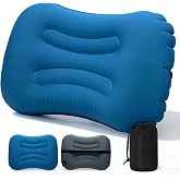 Camping Pillow, Ultralight Inflatable Pillow for Travel &amp; Backpacking | Compact Outdoor Pillow with Quick Inflate Valve, Durable TPU Air Pillow for Camping, Hiking, Beach Trips, Blue 1-Pack