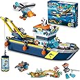 HOGOKIDS City Floatable Boat Building Set with LED Light - Fun Arctic Explorer Ship Building Block Kit Ocean Exploration with
