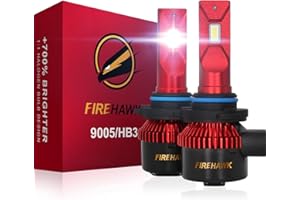 Firehawk 2026 New 9005/HB3/H10/9145 LED Bulbs 50000LM 700% Brighter 6000K Cool White Japanese Chips IP68 Waterproof Fog Light, Pack of 2