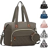 Tenot Diaper Bag Tote with Pacifier Case, Baby Bag for Women with Shoulder Straps, Travel Diaper Tote for for Mom and Dad Khaki