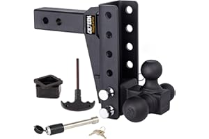 Geteen Anti-Rattle Adjustable Trailer Hitch(17,000LBS MAX GTW), Tri-Ball(1-7/8'', 2'', 2-5/16''), Fits 2 Inch Receiver, 6 Inch Drop Hitch, Heavy Duty Trailer Hitch for Truck,BLK