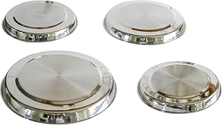 HI Herdabdeckplatten 4 teilig - Kochfeld Abdeckung zum Schutz, 4er Herdabdeckplatte Edelstahl, nützliche Abdeckung für Herd, hitzebeständige Herdschutzplatte