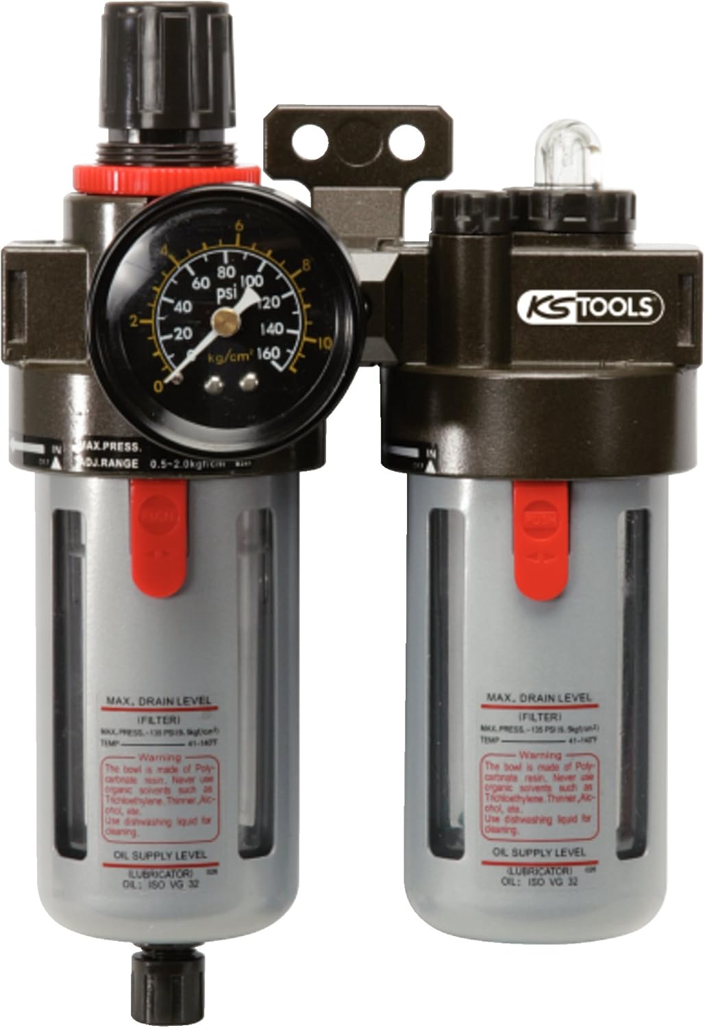KS Tools 515.3355 1/4-inch Air Service Unit, Clear, 1/4"