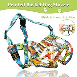 Dog Muzzle, Printed Basket Muzzle for Small Medium