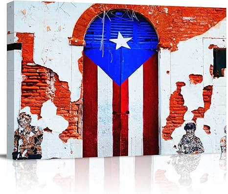 Ezon Ch Canvas Prints Wall Decor For Living Room Bedroom Bathroom Puerto Rico Flag Art Graffiti Canvas Art Kitchen Paintings Stretched Canvas Wooden Framed For Office Home Decor Artwork 24x32 Inch Amazon Ca Home