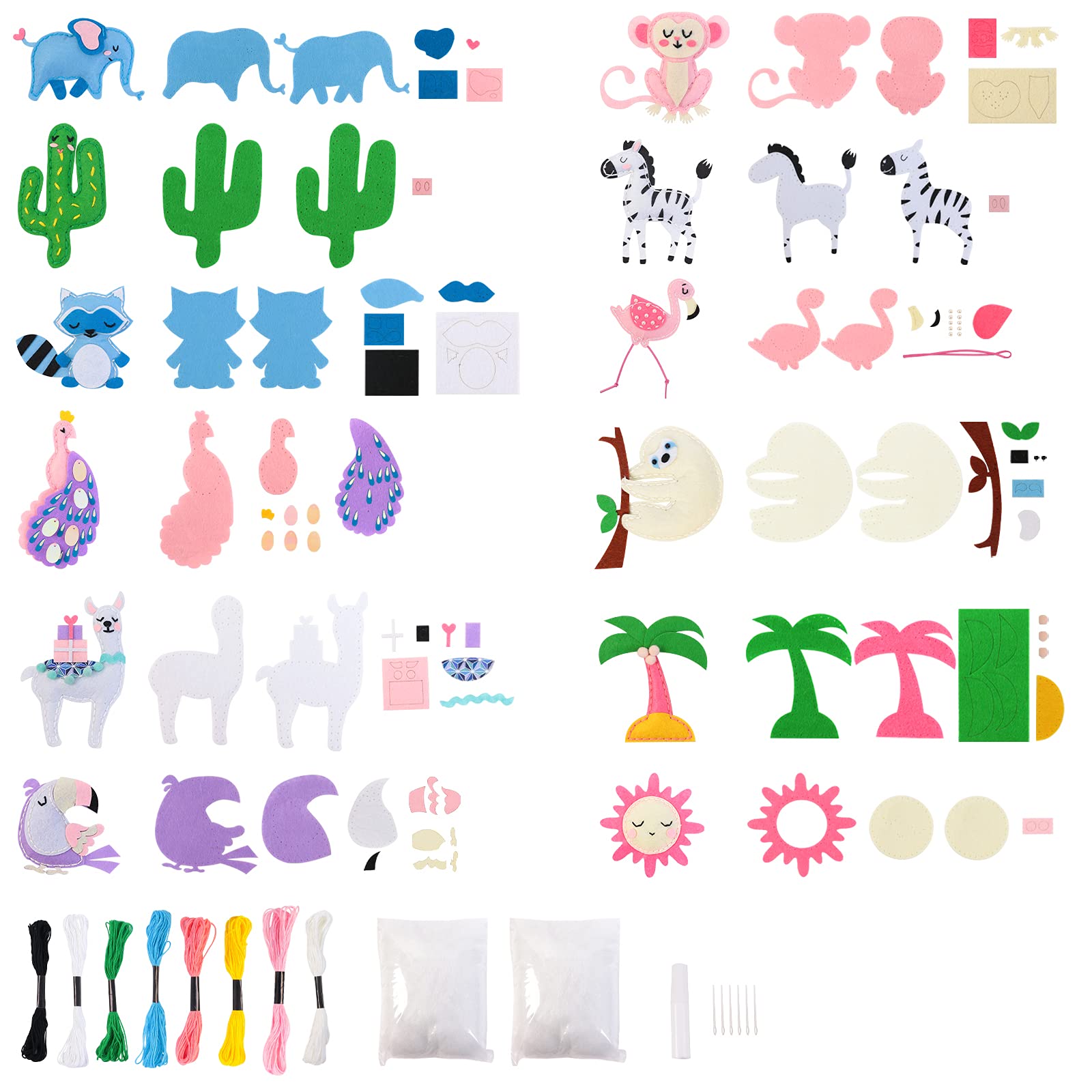 Coola Sewing Kit for Kids, Crafts for Kids Ages 8-12, Arts and Crafts for Kids, Sewing Kit for Beginners, DIY Felt Tropical Animals Kits, Craft Supplies for Kids Girls Boys Gift Ideas Set of 12