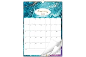 JOURNALTASTIC 2024 Calendar - 2024 Wall Calendar, Jan 2024 - Dec 2024, 12 Monthly Wall Calendar 2024, 12" x 17", Large Blocks with Julian Dates, Hanging Hook - Blue