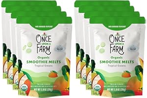 Once Upon A Farm Organic Smoothie Melts with Milk from Pasture Grazed Cows, Tropical Greens, Non GMO, Kosher, 1 Ounces (Pack of 8)