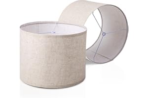 KOORLE Drum Lampshade Set of 2, Lamp Shade for Table Lamps Floor Lamp, 13" Top X 13" Bottom X 10" High Large Lamp Shades, Modern Fabric Lampshades, Easy Assembly Replacement Lamp Shades Spider Fitter(Beige)