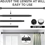 KIAMXNE Stainless Steel Extendable Shower Curtain Rod 72-132cm Black with 2 view 3