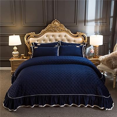Buy Qyqcx Fluffy Crystal Velvet Bedspreads Warm Bedding Set For Winter Simple Solid Colour Coverlet With Pillow Cases Blue 250 250cm Online In Indonesia B07xdfqt75