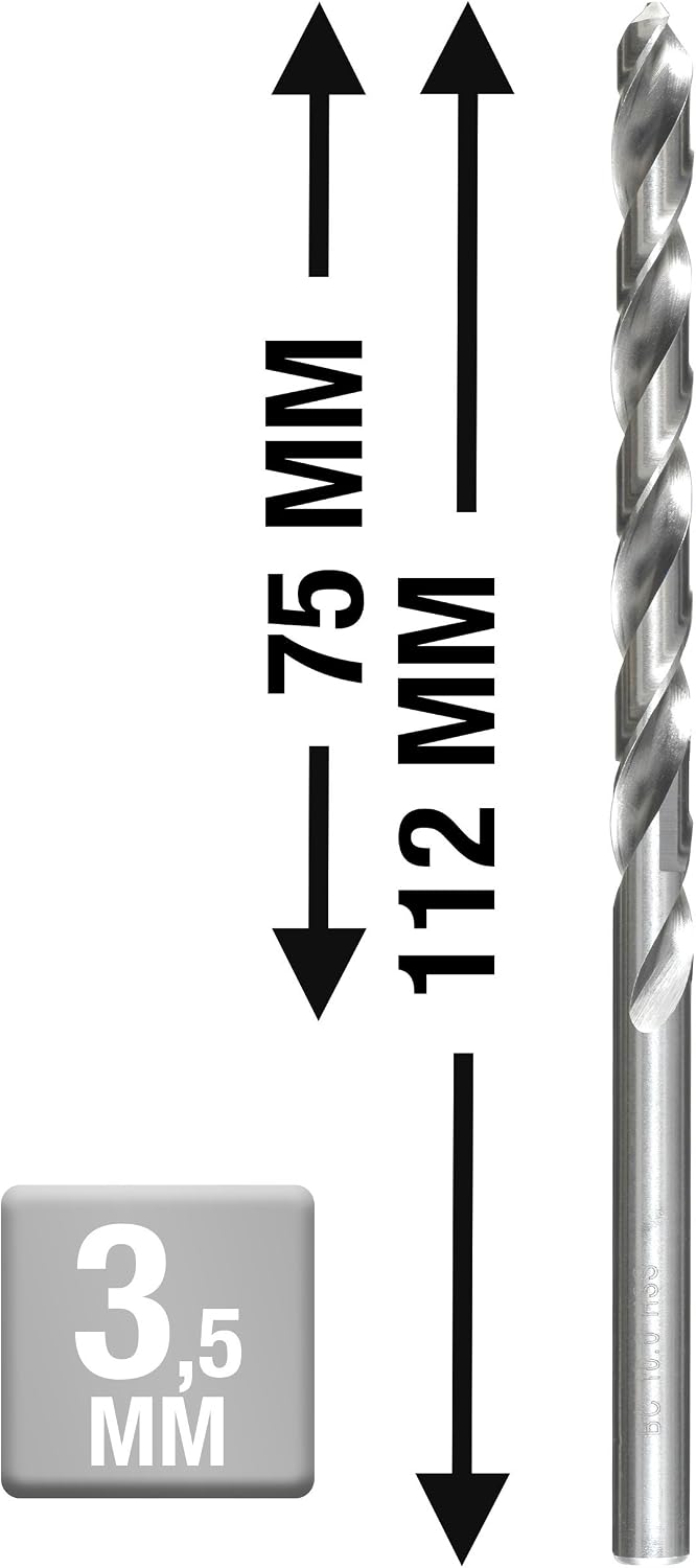 kwb 3.5mm Extra Long HSS Metal Drill Bit with 135° Point Angle and Precision Grinding, 3,5 mm - Image 3
