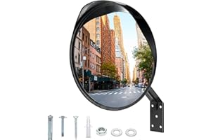 Atsgke 12 Inch Convex Mirror, Adjustable Convex Traffic Mirror,Security Mirror Support Indoor and Outdoor,Driveway Mirror, Blind Spot Mirror for Warehouse,Office,Garage,Room