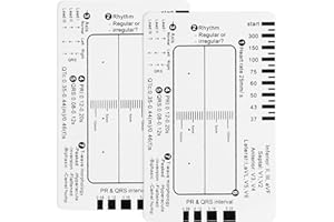 BEIQIYA 2pcs ECG 7 Step Ruler, Transparent EKG Calipers Ruler, Electrocardiogram Card Portable Plastic Measuring Tool for EKG Interpretation