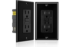 XIMAOEASE GFCI Outlet 15 Amp, Self-Test GFI Electrical Outlet with Thinner Design,WR Weather Resistant GFCI Receptacle, Ground Fault Circuit Interrupters with Decorator Screwless, UL Listed(1,Matte Black,15Amp)