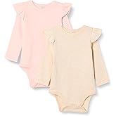Amazon Essentials Baby Girls' Long-Sleeved Ruffle Bodysuits