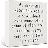 Qvapt Funny Office Wood Box Sign, My Ducks Are Absolutely Not In A Row Sign, Funny Office Desk Accessories Decor For Work, 5x5 Inches