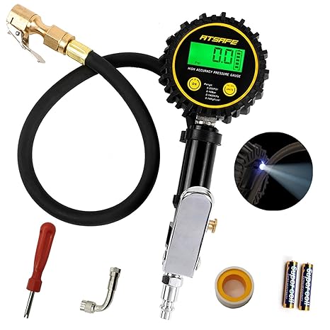Tire Gauge In The Car, Atsafe Digital Tire Inflator With Pressure Gauge And Back Night Led Light Heavy Duty Auto, Tire Gauge In The Car