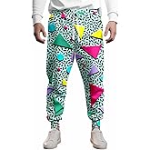 VVGETE 80s Costumes for Men Joggers Pants,Casual Pants Running Pants with Drawstring,90s Outfit for Men
