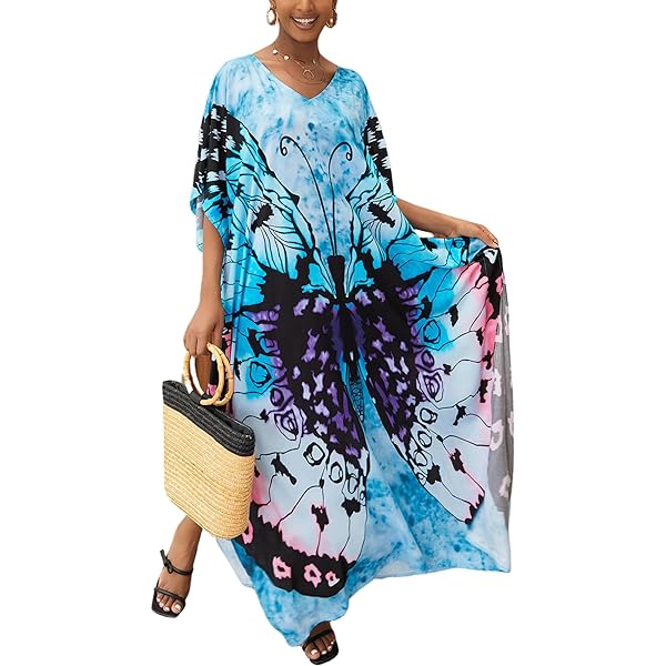 UKAL Women's Beach Cover Up Poncho - Plus Size Kaftan Dress For Summer & Vacation