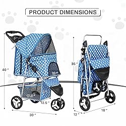 MoNiBloom 3 Wheels Pet Dog Cat Stroller for Small
