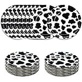 SietDESEO 50 PCS Cow Print Plates 7 Inch Cow Paper Plates for Birthday Party Baby Shower Decoration Disposable Party Plates
