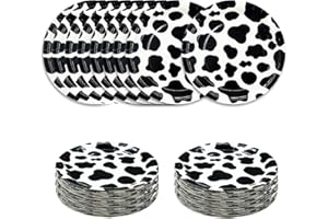 SietDESEO 50 PCS Cow Print Plates 7 Inch Cow Paper Plates for Birthday Party Baby Shower Decoration Disposable Party Plates