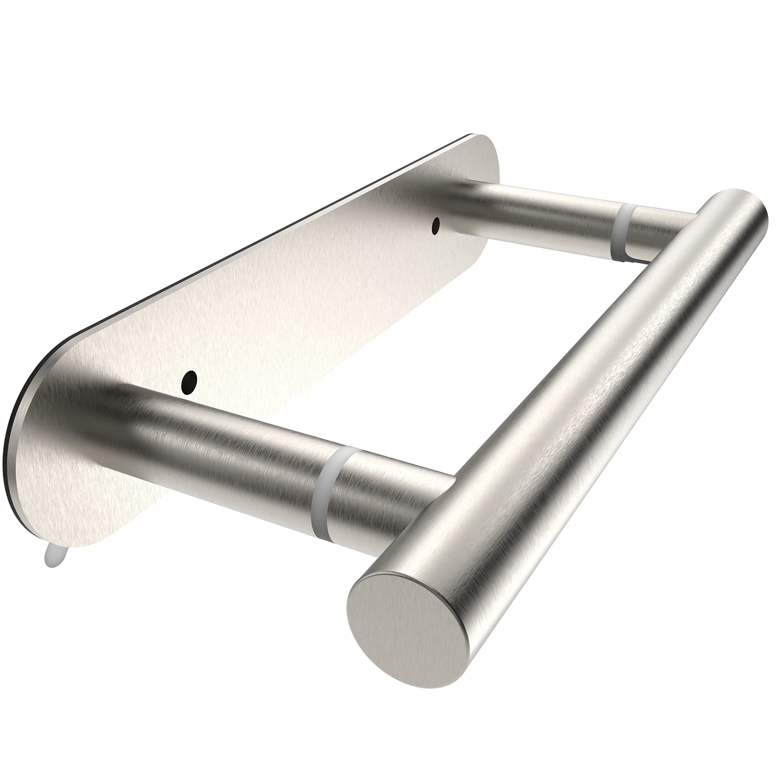Photo 1 of Ruacq Self Adhesive Toilet Paper Holder Brushed Double Post Pivoting Tissue Holders Roll Holder Hangers Bathroom Tissue Roll Holder SUS 304 Stainless Steel Modern Wall Mounted or Self-Adhesive