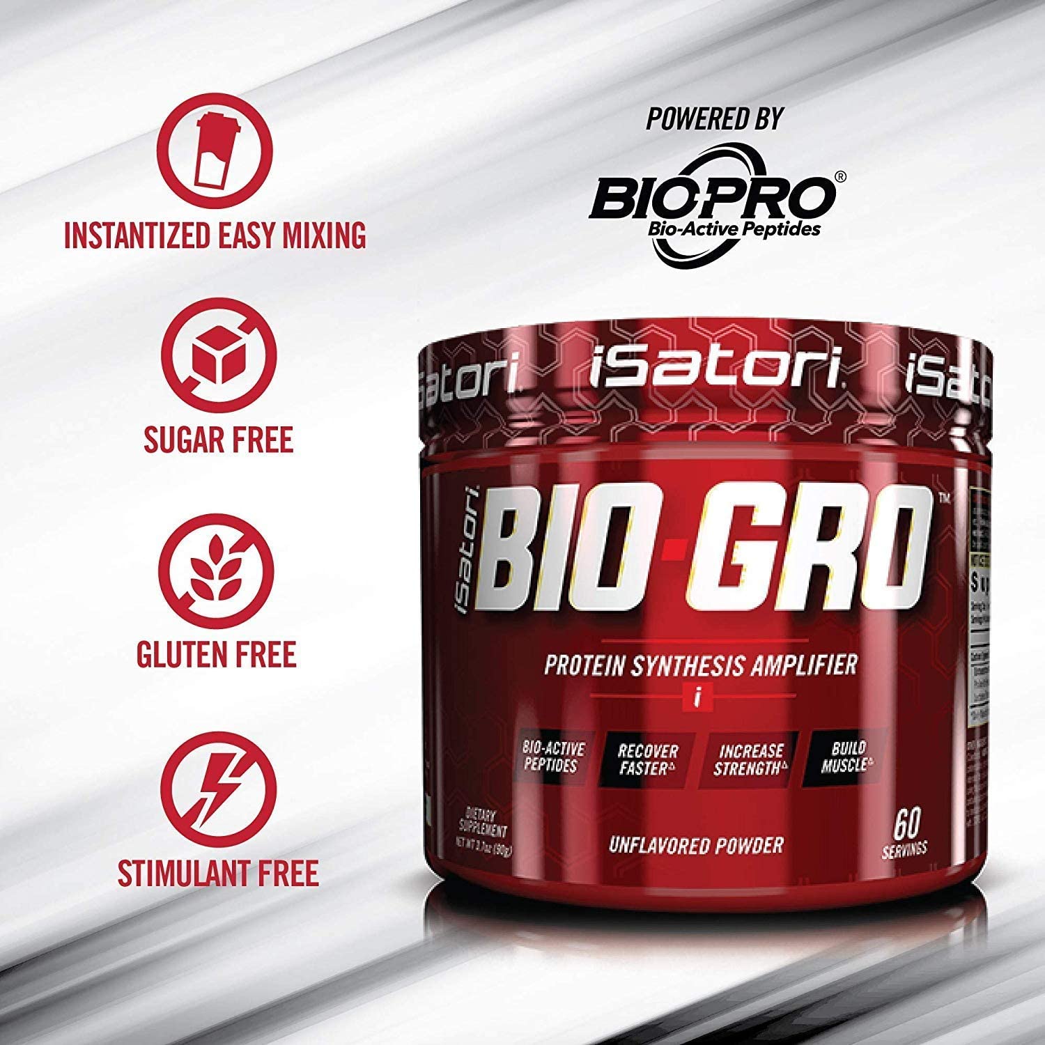 iSatori Bio-GRO Protein Synthesis Amplifier - Unflavored (60 Servings) & iSatori Amino-GRO BCAA Powder - Blue Razz Snow Cone (30 Servings)