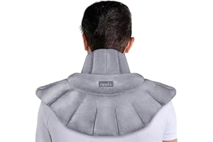 REVIX Heated Neck Wrap Microwavable Heating Pad for Neck and Shoulders, Back Pain Hot Pack with Moist Heat, XL Weighted Micro