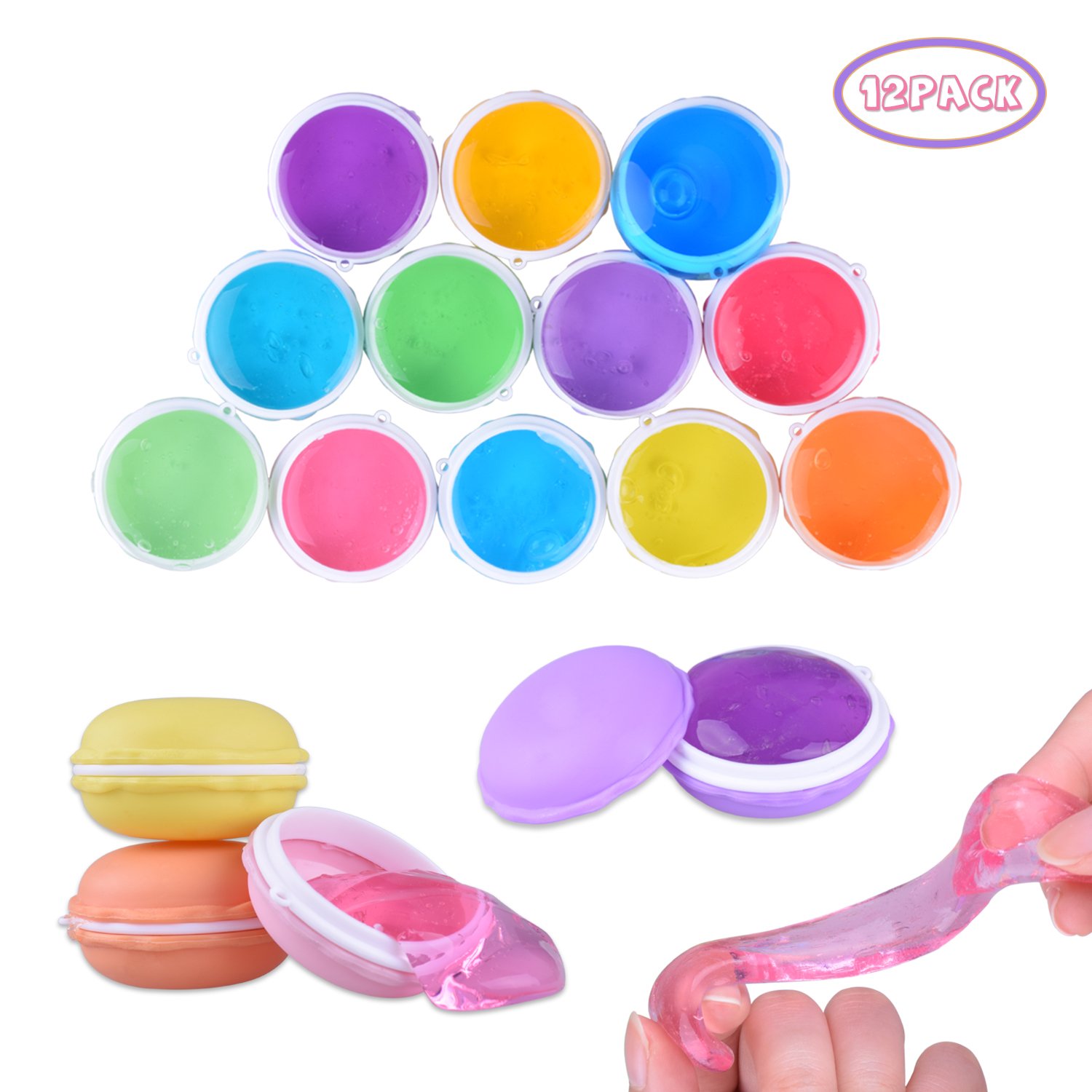 Heegay DIY Macarons Slime Schleim, 12PCS Crystal Schlamm Kit Lehm Gummi Schlamm Plasticine Release Druck Stress Relief Kinder Spielzeug