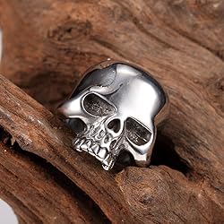 Stainless Steel Men's Cool Skull Head Solid Ring