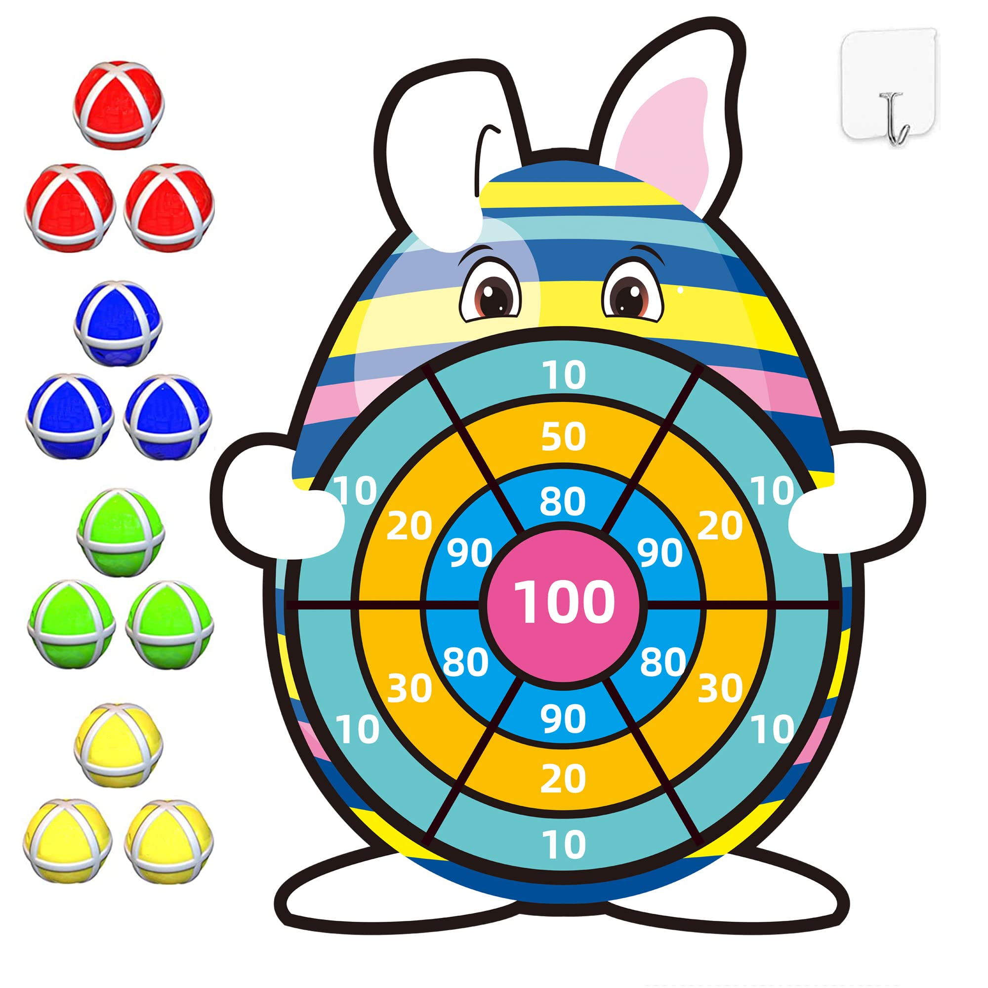 Easter Basket Stuffers,30" Bunny Dart Board with 12 Sticky Balls,Easter Eggs Filled,Easter Theme Party Favor,Easter Gifts for Boys Girls - Outdoor Indoor Kids Toys-Easter Decor Decorations