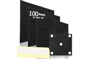 SHIPXINFUREN 100 Pack Acoustic Foam Panels, Premium Sound Proof Foam Panels Black, Soundproof Wall Panels,High Density Acoustic Panels,Sound Absorbing for Studio Office Home, 12 x 12x 1Inch