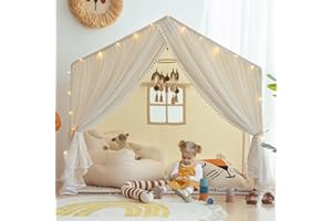 SHERILYN Kids Play Tent with Padded Mat, Kids Tents Indoor Playhouse for Toddler, Large Princess Castle Pompoms Play House Tent for Girl Bed Tents Toys for Boys Girl Birthday, Christmas House Gift