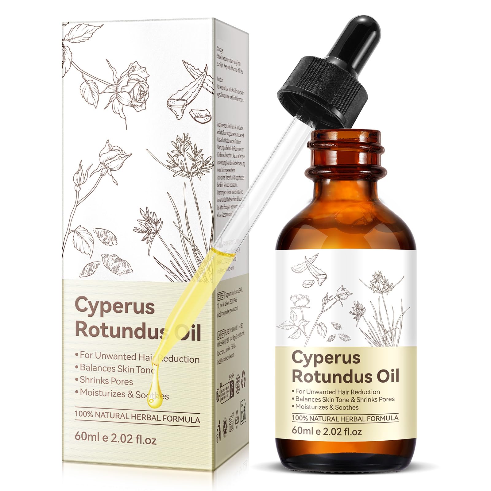 Cyperus Rotundus Oil for Hair Removal, Organic Natural Nut Grass Oi-l, Cyprus Rotundus Oi-l For Hair Growth Inhibitor, Multi-purpose for Reducing Body Hair Growth,Moisturizing & Soothing & Nourishing