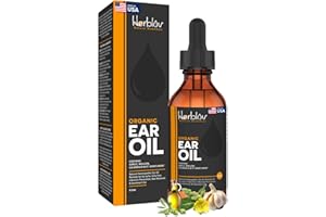 HERBLOV Organic Ear Oil for Ear Infections - Natural Eardrops for Infection Prevention, Swimmer's Ear & Wax Removal - Kids, Adults, Baby, Dog Earache Remedy - with Mullein, Garlic, Calendula, Made in USA