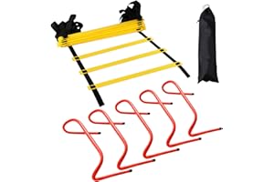 KPX 12 Rung Agility Training Ladder Kit – with A Carry Bag, Extra 5pcs of 6 Inch Speed Hurdles– All Purpose Football Soccer Agility Training Fitness Equipment