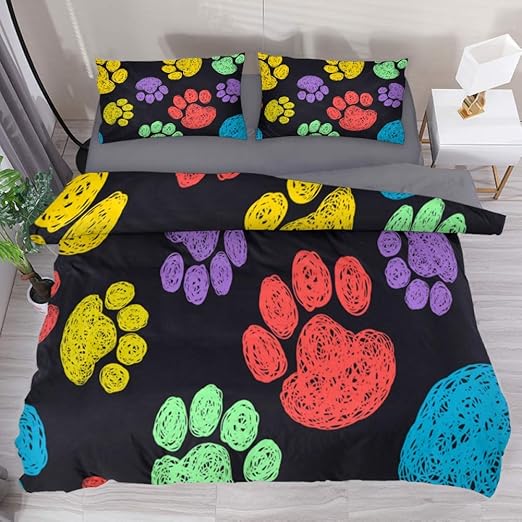 Amazon Com Lvshen Dog Paw Print 3 Pieces Printed Sheets Bedding