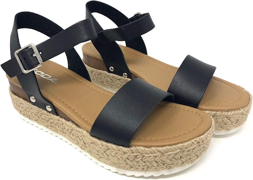 soda clip womens casual espadrilles trim flatform studded wedge